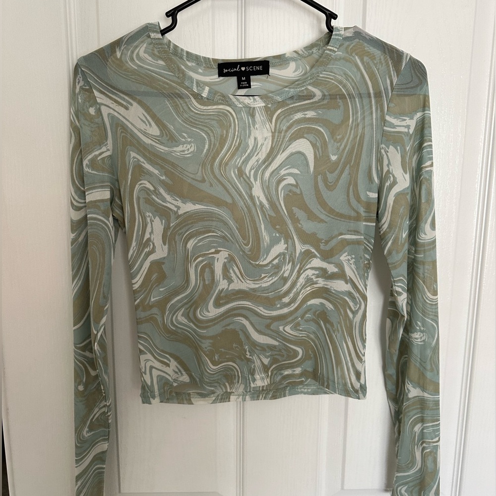 Mesh long sleeve top